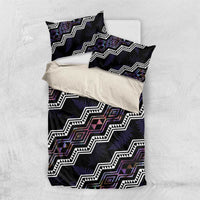 Personalised Taniko Aotearoa Mix Paua Shell Bedding Set Niho Taniwha Lilac Glitter LT01 US Twin 172cm x 218cm Purple - Polynesian Pride