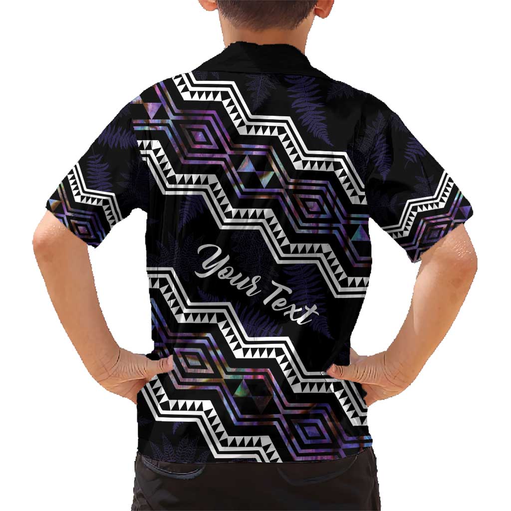 Personalised Taniko Aotearoa Mix Paua Shell Kid Hawaiian Shirt Niho Taniwha Lilac Glitter LT01 - Polynesian Pride