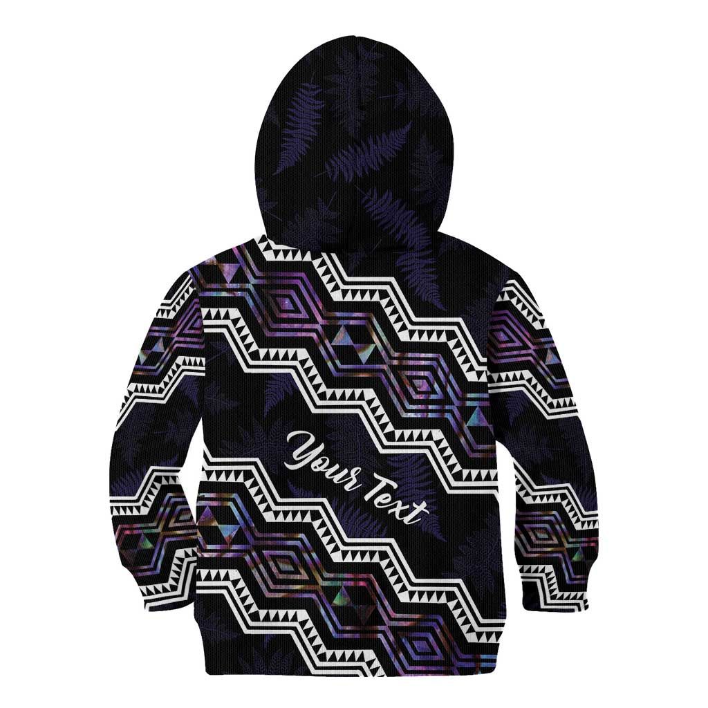 Personalised Taniko Aotearoa Mix Paua Shell Kid Hoodie Niho Taniwha Lilac Glitter LT01 - Polynesian Pride