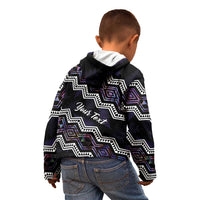 Personalised Taniko Aotearoa Mix Paua Shell Kid Hoodie Niho Taniwha Lilac Glitter LT01 - Polynesian Pride