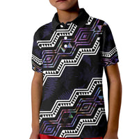 Personalised Taniko Aotearoa Mix Paua Shell Kid Polo Shirt Niho Taniwha Lilac Glitter LT01 Kid Purple - Polynesian Pride