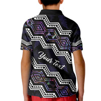 Personalised Taniko Aotearoa Mix Paua Shell Kid Polo Shirt Niho Taniwha Lilac Glitter LT01 - Polynesian Pride