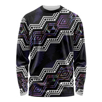 Personalised Taniko Aotearoa Mix Paua Shell Long Sleeve Shirt Niho Taniwha Lilac Glitter LT01 Unisex Purple - Polynesian Pride