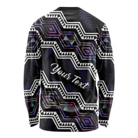 Personalised Taniko Aotearoa Mix Paua Shell Long Sleeve Shirt Niho Taniwha Lilac Glitter LT01 - Polynesian Pride