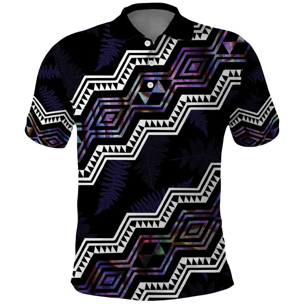 Personalised Taniko Aotearoa Mix Paua Shell Polo Shirt Niho Taniwha Lilac Glitter LT01 Purple - Polynesian Pride