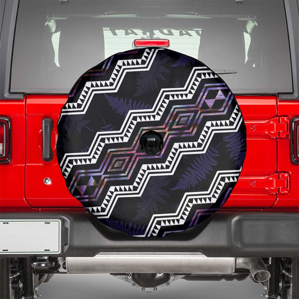 Personalised Taniko Aotearoa Mix Paua Shell Spare Tire Cover Niho Taniwha Lilac Glitter LT01 - Polynesian Pride