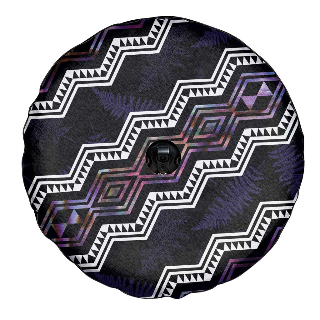 Personalised Taniko Aotearoa Mix Paua Shell Spare Tire Cover Niho Taniwha Lilac Glitter LT01 - Polynesian Pride