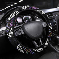 Taniko Aotearoa Mix Paua Shell Steering Wheel Cover Niho Taniwha Lilac Glitter LT01 Universal Fit Purple - Polynesian Pride