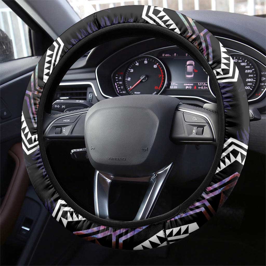 Taniko Aotearoa Mix Paua Shell Steering Wheel Cover Niho Taniwha Lilac Glitter LT01 - Polynesian Pride