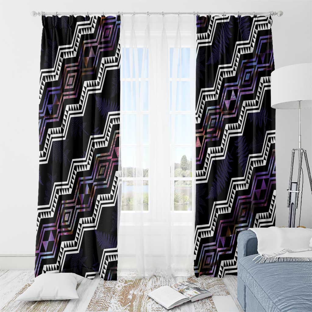 Personalised Taniko Aotearoa Mix Paua Shell Window Curtain Niho Taniwha Lilac Glitter LT01 - Polynesian Pride