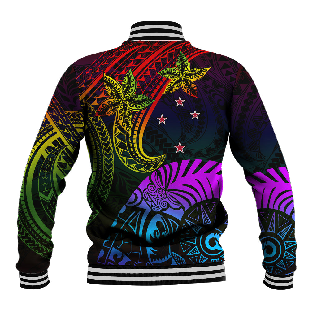 Wellington Pride Baseball Jacket Aotearoa Tribal Rainbow Pattern LT01 - Polynesian Pride
