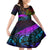 Wellington Pride Family Matching Long Sleeve Bodycon Dress and Hawaiian Shirt Aotearoa Tribal Rainbow Pattern LT01 Daughter's Dress Black - Polynesian Pride