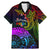 Wellington Pride Family Matching Mermaid Dress and Hawaiian Shirt Aotearoa Tribal Rainbow Pattern LT01 Dad's Shirt - Short Sleeve Black - Polynesian Pride