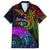 Wellington Pride Family Matching Off Shoulder Long Sleeve Dress and Hawaiian Shirt Aotearoa Tribal Rainbow Pattern LT01 Dad's Shirt - Short Sleeve Black - Polynesian Pride