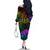 Wellington Pride Family Matching Off Shoulder Long Sleeve Dress and Hawaiian Shirt Aotearoa Tribal Rainbow Pattern LT01 - Polynesian Pride