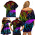 Wellington Pride Family Matching Off Shoulder Short Dress and Hawaiian Shirt Aotearoa Tribal Rainbow Pattern LT01 - Polynesian Pride