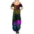 Wellington Pride Family Matching Summer Maxi Dress and Hawaiian Shirt Aotearoa Tribal Rainbow Pattern LT01 - Polynesian Pride