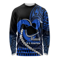 Personalised Hawaii Long Sleeve Shirt Maui Be Strong Kakau Blue Version LT01 Unisex Blue - Polynesian Pride