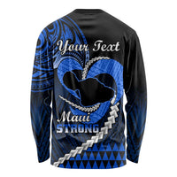 Personalised Hawaii Long Sleeve Shirt Maui Be Strong Kakau Blue Version LT01 - Polynesian Pride