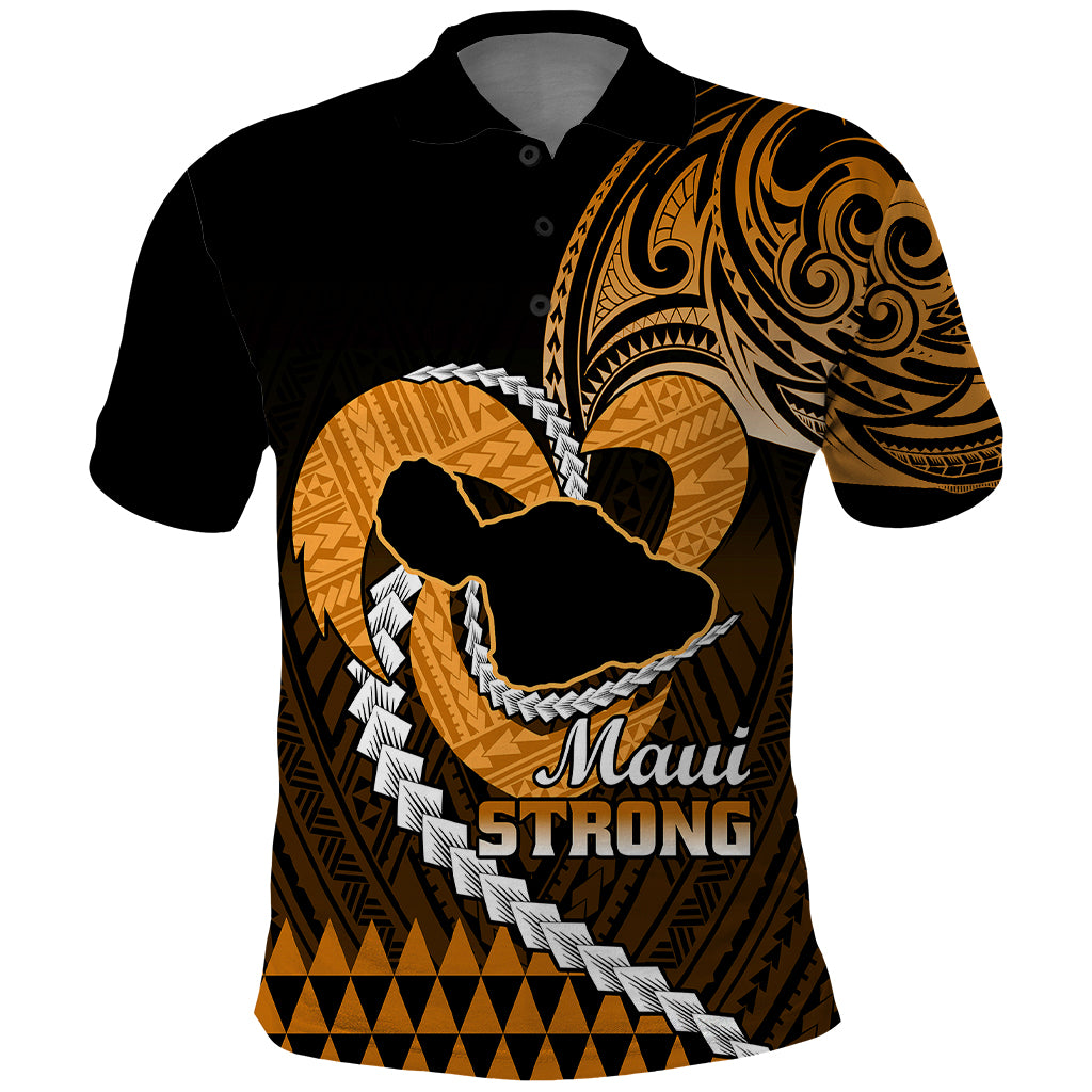 Personalised Hawaii Polo Shirt Maui Be Strong Kakau Gold Version LT01 Gold - Polynesian Pride