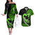 Personalised Hawaii Couples Matching Off The Shoulder Long Sleeve Dress and Hawaiian Shirt Maui Be Strong Kakau Green Version LT01 Green - Polynesian Pride