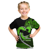 Personalised Hawaii Kid T Shirt Maui Be Strong Kakau Green Version LT01 Green - Polynesian Pride