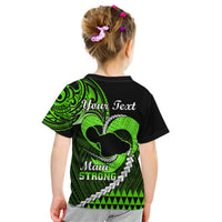Personalised Hawaii Kid T Shirt Maui Be Strong Kakau Green Version LT01 - Polynesian Pride