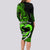 Personalised Hawaii Long Sleeve Bodycon Dress Maui Be Strong Kakau Green Version LT01 - Polynesian Pride