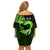 Personalised Hawaii Off Shoulder Short Dress Maui Be Strong Kakau Green Version LT01 - Polynesian Pride