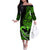 Personalised Hawaii Off The Shoulder Long Sleeve Dress Maui Be Strong Kakau Green Version LT01 Women Green - Polynesian Pride