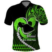 Personalised Hawaii Polo Shirt Maui Be Strong Kakau Green Version LT01 Green - Polynesian Pride