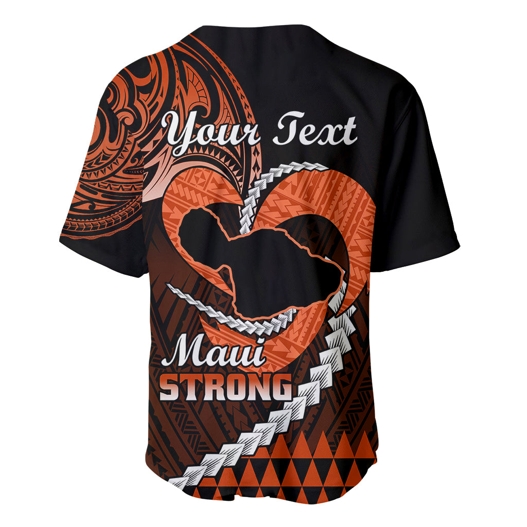 Personalised Hawaii Baseball Jersey Maui Be Strong Kakau Orange Version LT01 - Polynesian Pride
