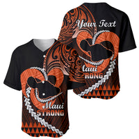 Personalised Hawaii Baseball Jersey Maui Be Strong Kakau Orange Version LT01 - Polynesian Pride