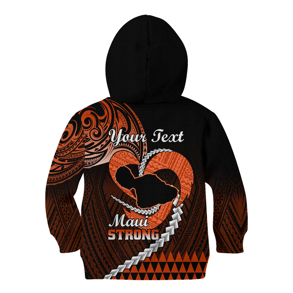 Personalised Hawaii Kid Hoodie Maui Be Strong Kakau Orange Version LT01 - Polynesian Pride