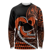 Personalised Hawaii Long Sleeve Shirt Maui Be Strong Kakau Orange Version LT01 Unisex Orange - Polynesian Pride
