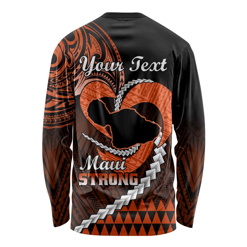 Personalised Hawaii Long Sleeve Shirt Maui Be Strong Kakau Orange Version LT01 - Polynesian Pride