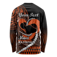 Personalised Hawaii Long Sleeve Shirt Maui Be Strong Kakau Orange Version LT01 - Polynesian Pride
