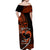 Personalised Hawaii Off Shoulder Maxi Dress Maui Be Strong Kakau Orange Version LT01 - Polynesian Pride