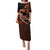 Personalised Hawaii Puletasi Maui Be Strong Kakau Orange Version LT01 Long Dress Orange - Polynesian Pride