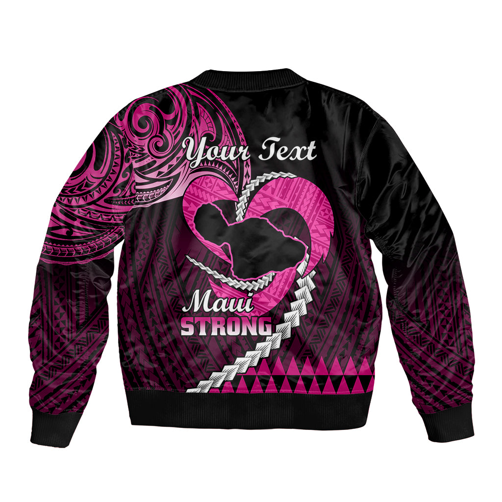 Personalised Hawaii Bomber Jacket Maui Be Strong Kakau Pink Version LT01 - Polynesian Pride