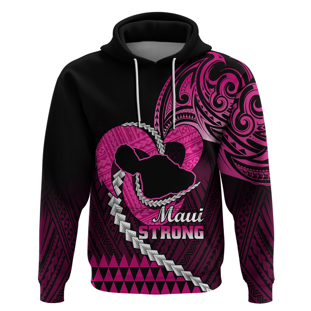 Personalised Hawaii Hoodie Maui Be Strong Kakau Pink Version LT01 Pink - Polynesian Pride