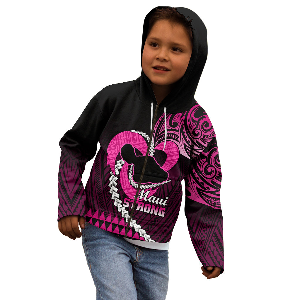 Personalised Hawaii Kid Hoodie Maui Be Strong Kakau Pink Version LT01 - Polynesian Pride