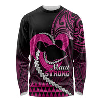 Personalised Hawaii Long Sleeve Shirt Maui Be Strong Kakau Pink Version LT01 Unisex Pink - Polynesian Pride