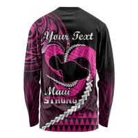 Personalised Hawaii Long Sleeve Shirt Maui Be Strong Kakau Pink Version LT01 - Polynesian Pride