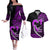 Personalised Hawaii Couples Matching Off The Shoulder Long Sleeve Dress and Hawaiian Shirt Maui Be Strong Kakau Purple Version LT01 Purple - Polynesian Pride