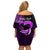 Personalised Hawaii Off Shoulder Short Dress Maui Be Strong Kakau Purple Version LT01 - Polynesian Pride