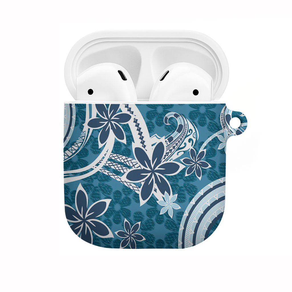 Hawaii Pupuala Plumeria Blue AirPods Case Polynesian Pattern LT01 Blue - Polynesian Pride