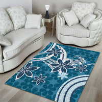Hawaii Pupuala Plumeria Blue Area Rug Polynesian Pattern LT01 - Polynesian Pride