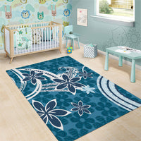 Hawaii Pupuala Plumeria Blue Area Rug Polynesian Pattern LT01 - Polynesian Pride