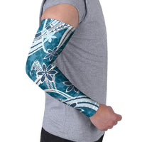 Hawaii Pupuala Plumeria Blue Arm Sleeves Polynesian Pattern LT01 - Polynesian Pride